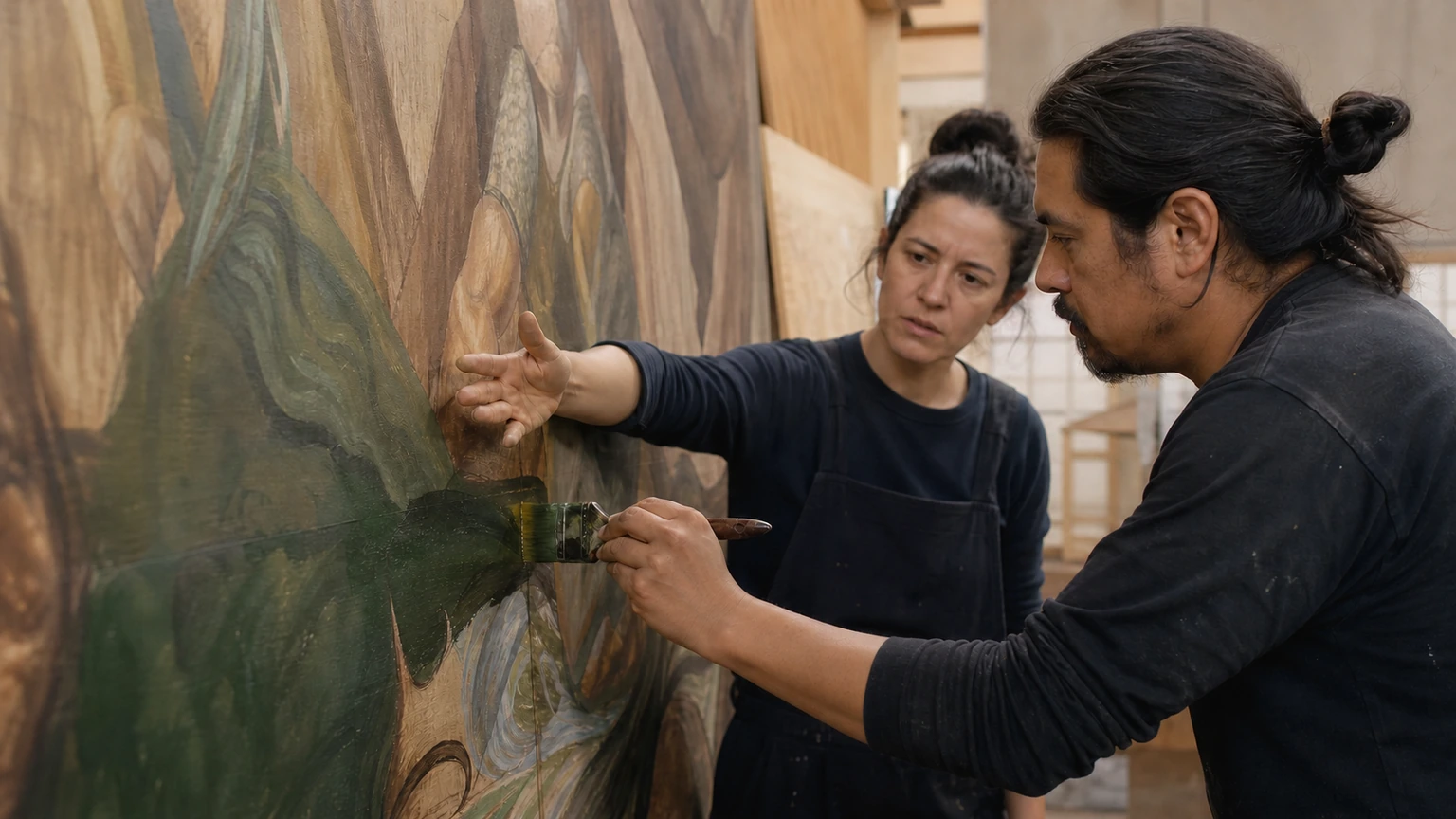 Peintre modifiant une hiérarchie de couleurs après un échange
